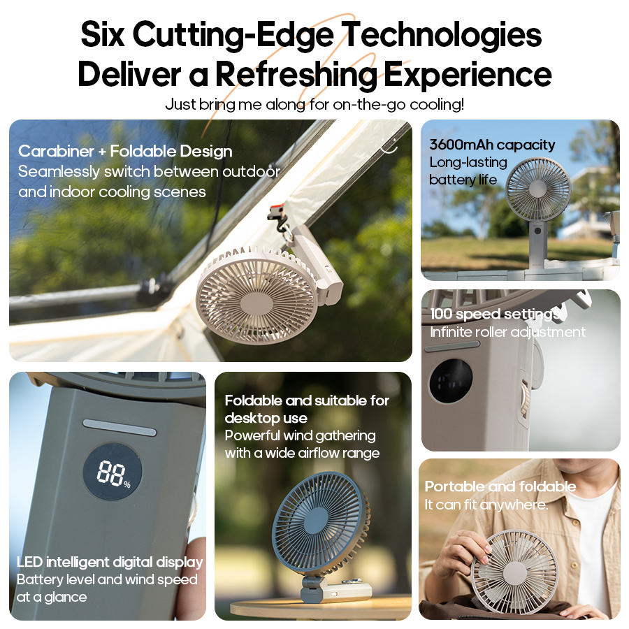 New Portable Folding Handheld  - Oscillating Fan Clip บทวิจารณ์และราคา