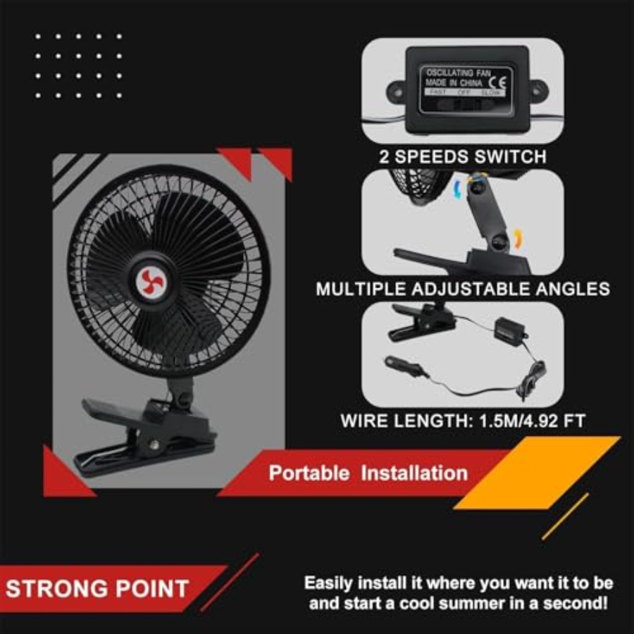 12V Oscillating Car Fan, 6