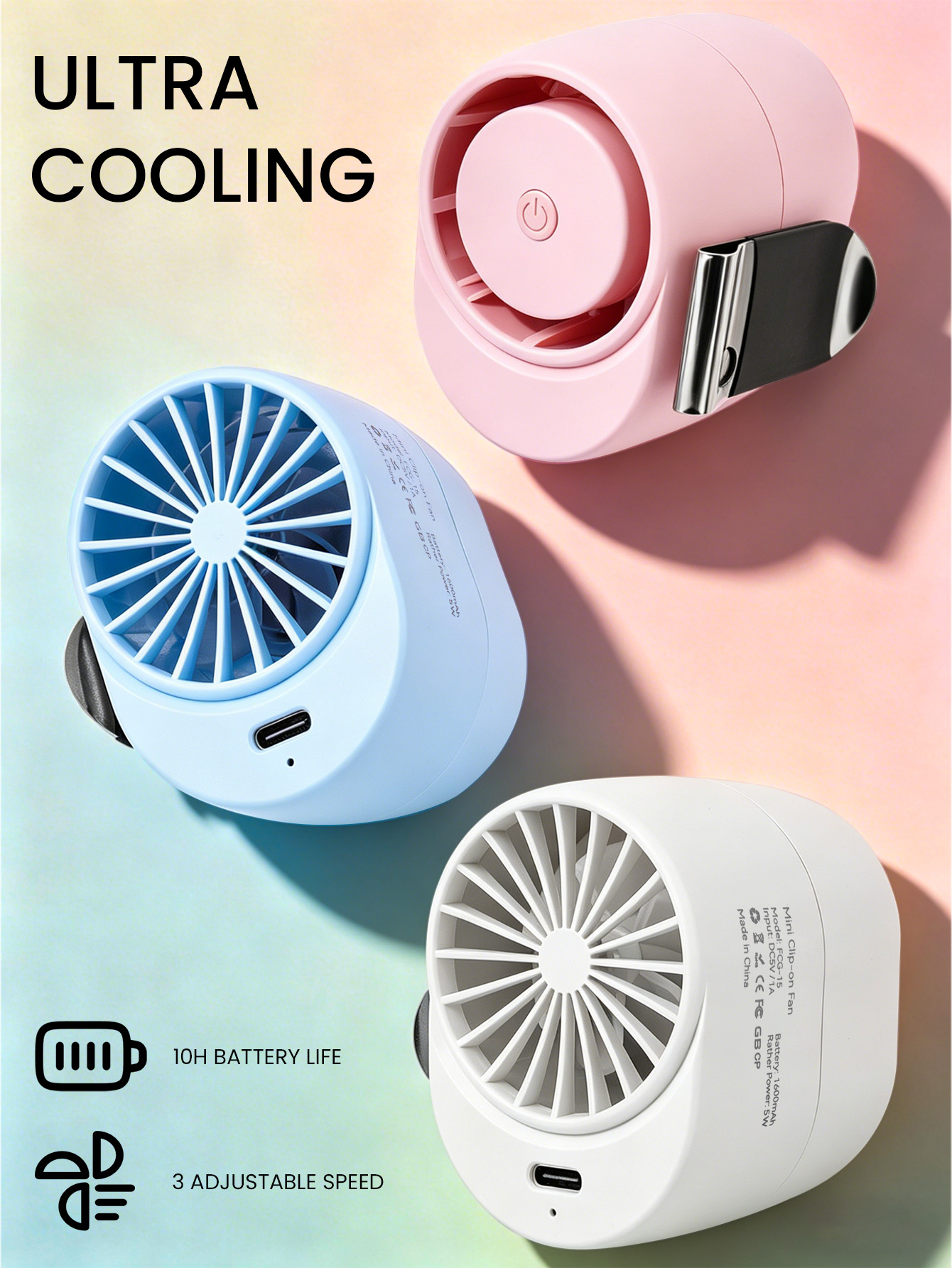 Portable Clip On Fan 1600mAh U - Oscillating Fan Clip บทวิจารณ์และราคา